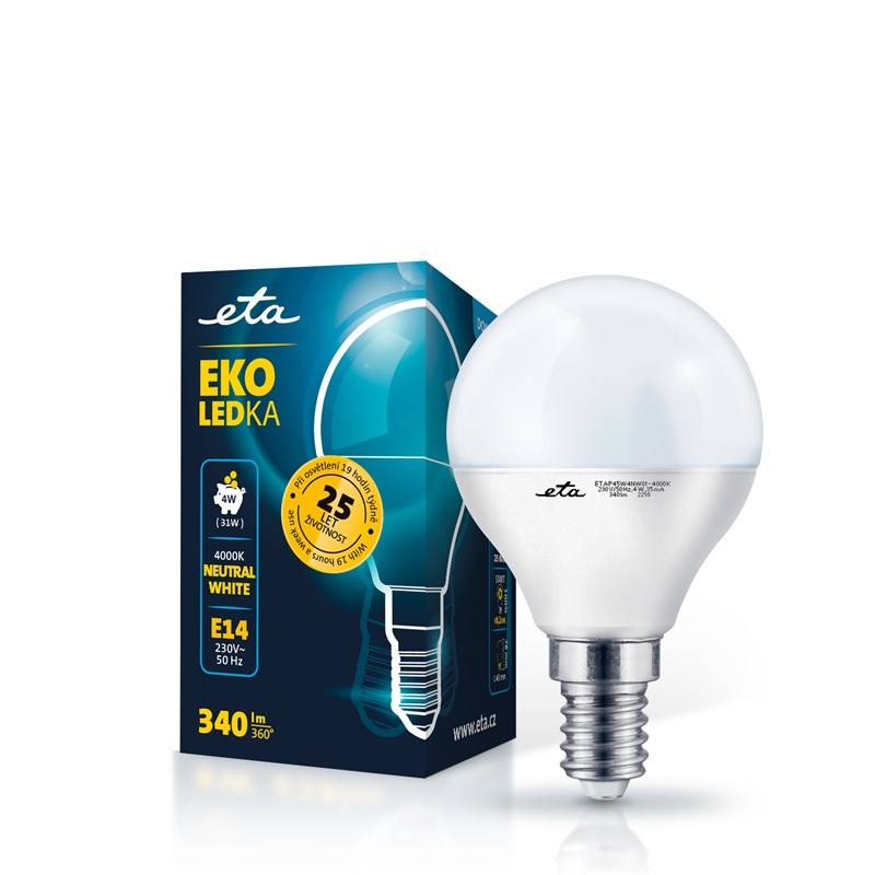 Obrázok ETA EKO LEDka mini globe 4W, E14, neutrální bílá (ETAP45W4NW01)