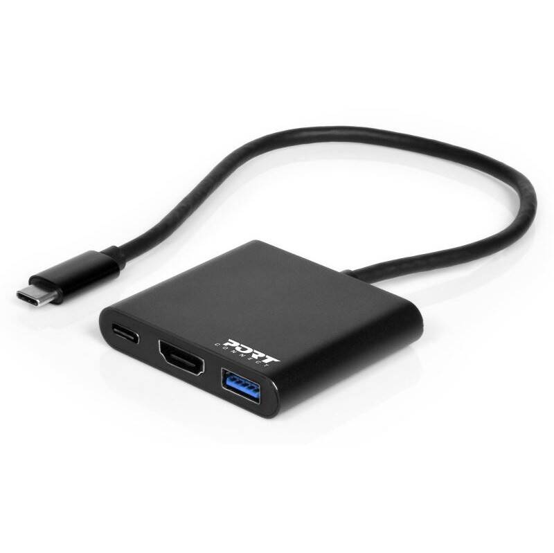USB Hub PORT CONNECT USB-C/HDMI, USB 3.0, USB-C 60W (900140) čierny