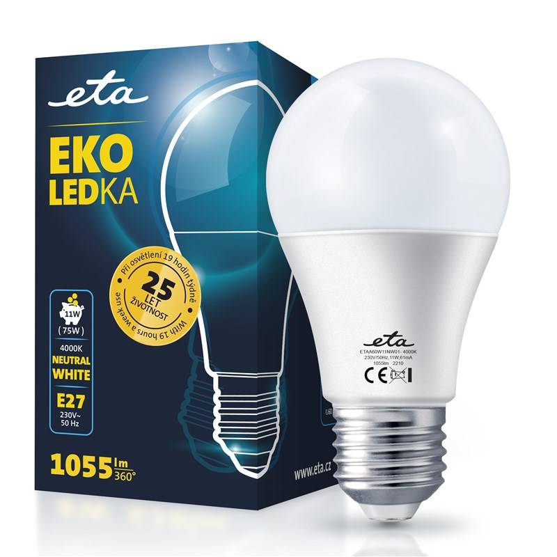 LED žiarovka ETA EKO LEDka klasik 11W, E27, neutrální bílá (ETAA60W11NW01)