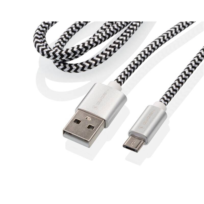 Kábel GoGEN USB/micro USB, 1m, opletený, skúmavka (MICUSB100MM24T) strieborný