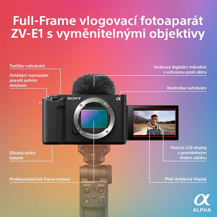 Full-Frame vlogovací fotoaparát Sony ZV-E1 s vyměnitelnými objektivy