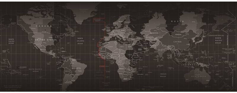 WG 75 × 30 cm, mapa sveta