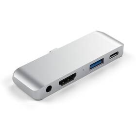 USB Hub Satechi USB-C Mobile Pro Hub (HDMI 4K,1x Jack 3,5mm,1x USB 3.0,1x USB-C) (ST-TCMPHS) stříbrný