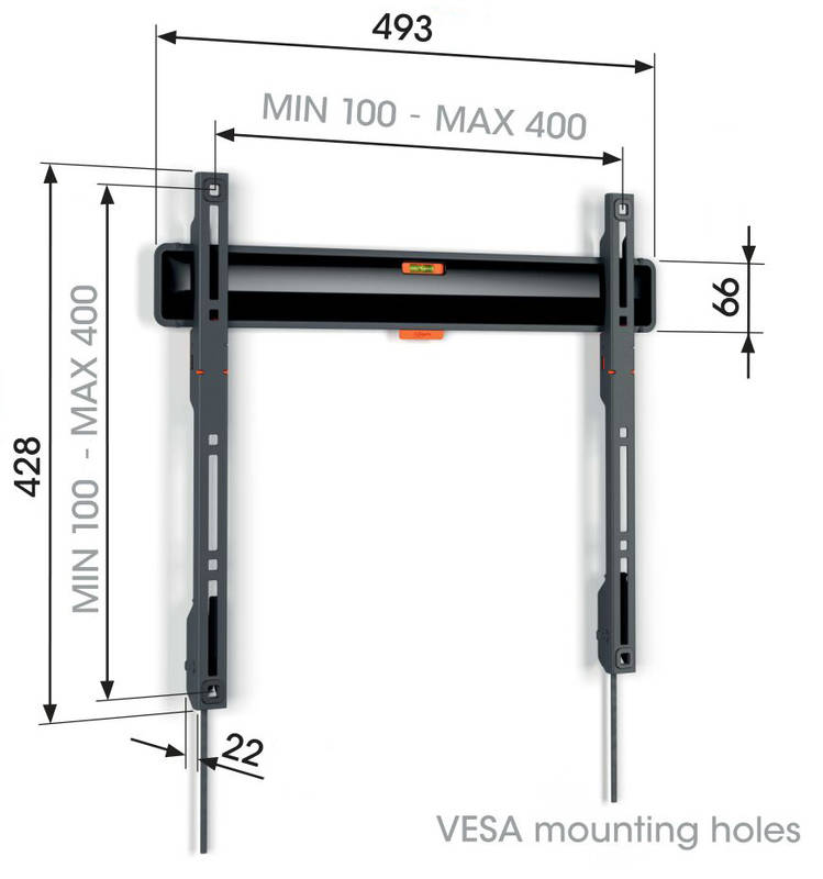 Obrázok Vogel’s TVM 3403 pevný, pro úhlopříčky 32" až 77", nosnost 50 kg (TVM 3403) čierny