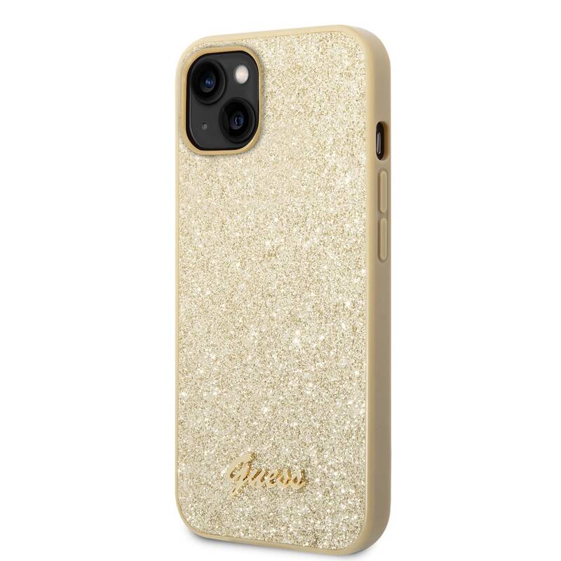 Obrázok Guess PC/TPU Glitter Flakes Metal Logo Zadní Kryt pro iPhone 14 Gold