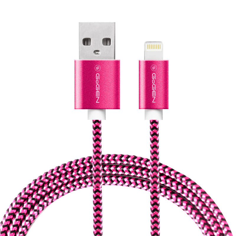 Obrázok GoGEN USB / lightning, 1m, opletený (LIGHTN100MM25) fialový