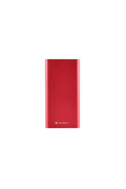 Obrázok GoGEN 10000 mAh, vstup mikro USB 5V/2A, vstup Lightning 5V/1A, výstup USB1 5V/1A, USB2 5V/2,1A, červená (PB100004RW)