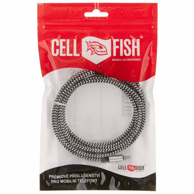 Obrázok CellFish USB/Lightning, 2m (IPPLUSBKABELSILVER2M) strieborný