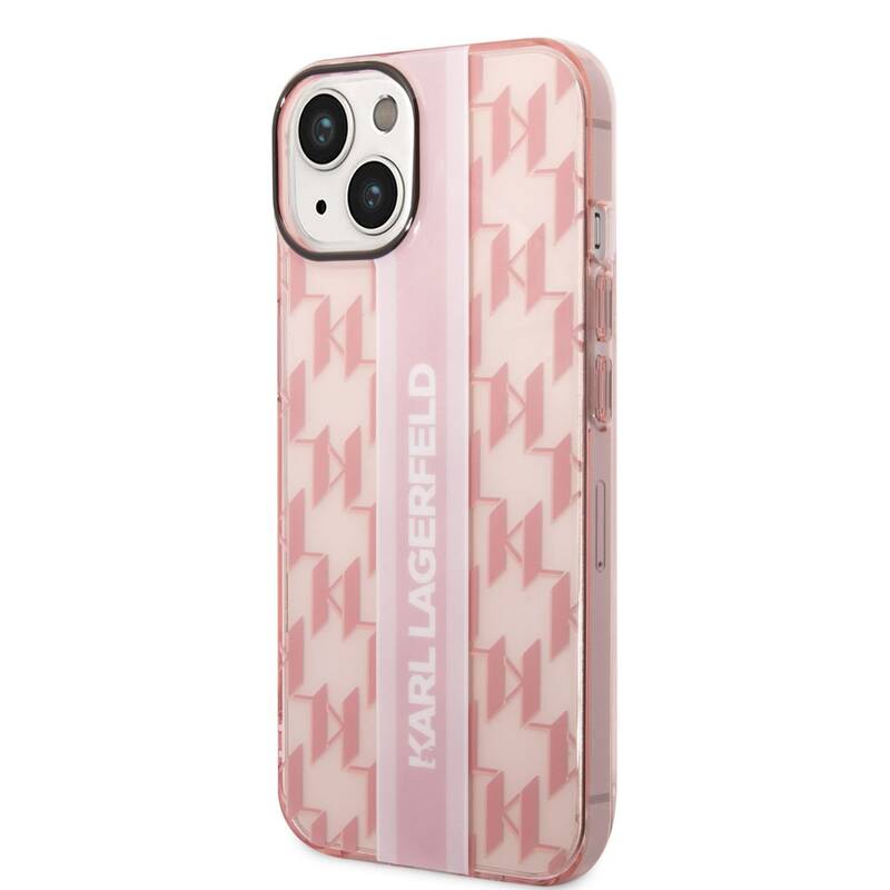 Obrázok Karl Lagerfeld Monogram Vertical Stripe Zadní Kryt pro iPhone 14 Pink