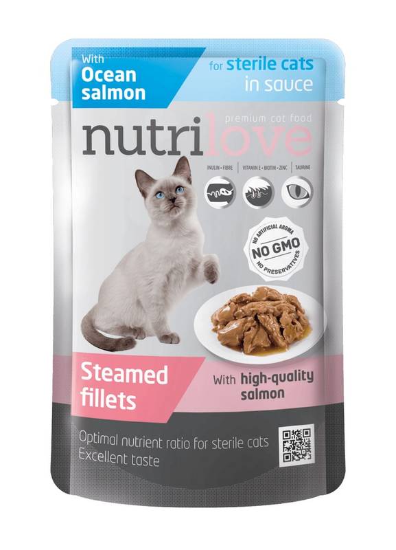 Obrázok Nutrilove Cat pouch Sterile Salmon gravy  85 g