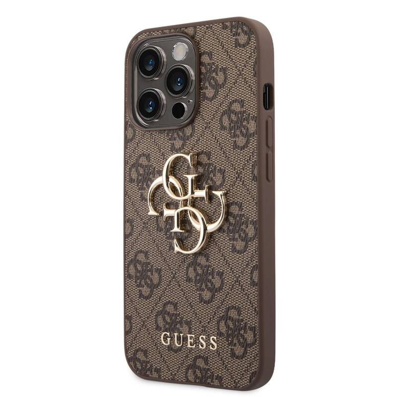 Obrázok Guess PU 4G Metal Logo Zadní Kryt pro iPhone 14 Pro Max Brown