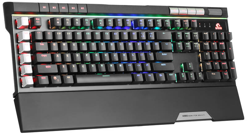 Obrázok Marvo Klávesnica KG965G, herná, čierna, drôtová (USB), US, mechanická, modré spínače, RGB podsvietenie