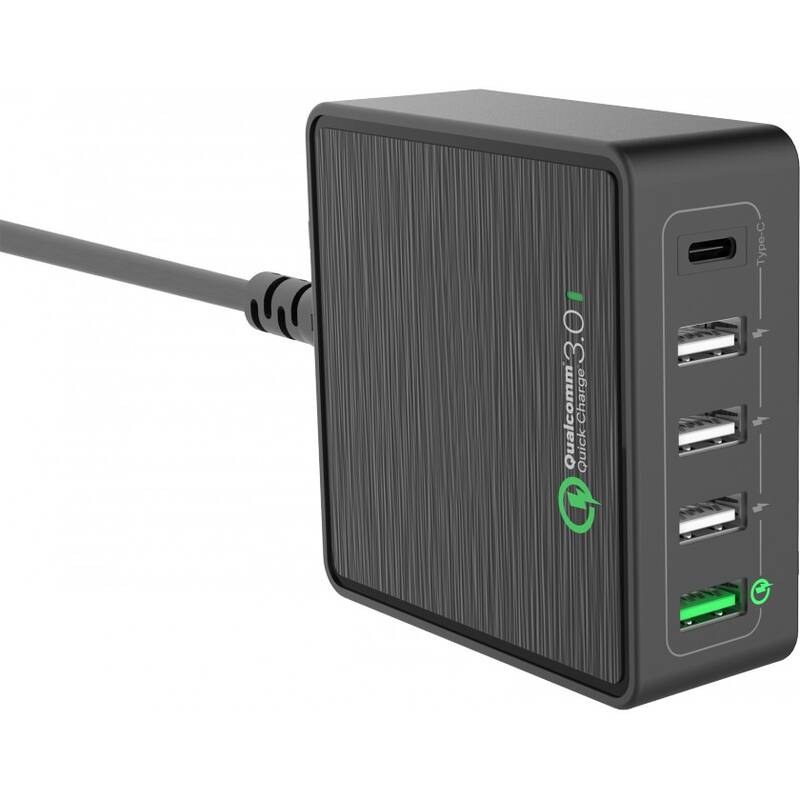 Obrázok WG 5x USB, QC 3.0, USB-C, 40W (7543) čierna