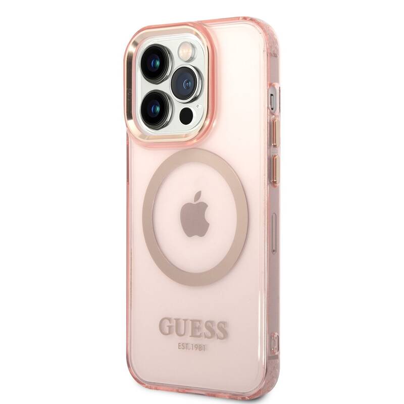 Obrázok Guess Translucent MagSafe Kompatibilní Zadní Kryt pro iPhone 14 Pro Pink