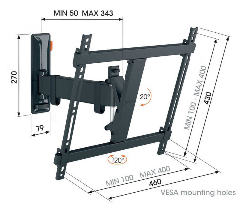 Obrázok Vogel’s TVM 3423 polohovatelný, pro úhlopříčky 32" až 65", nosnost 25 kg (TVM 3423) čierny