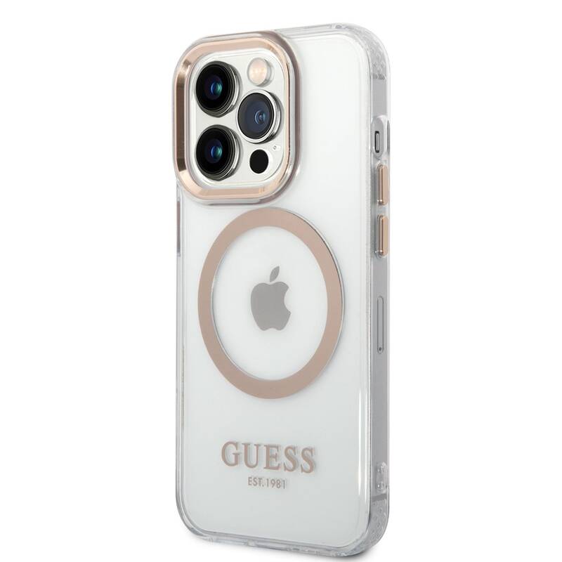 Obrázok Guess Transparent MagSafe Kompatibilní Zadní Kryt pro iPhone 14 Pro Max Gold