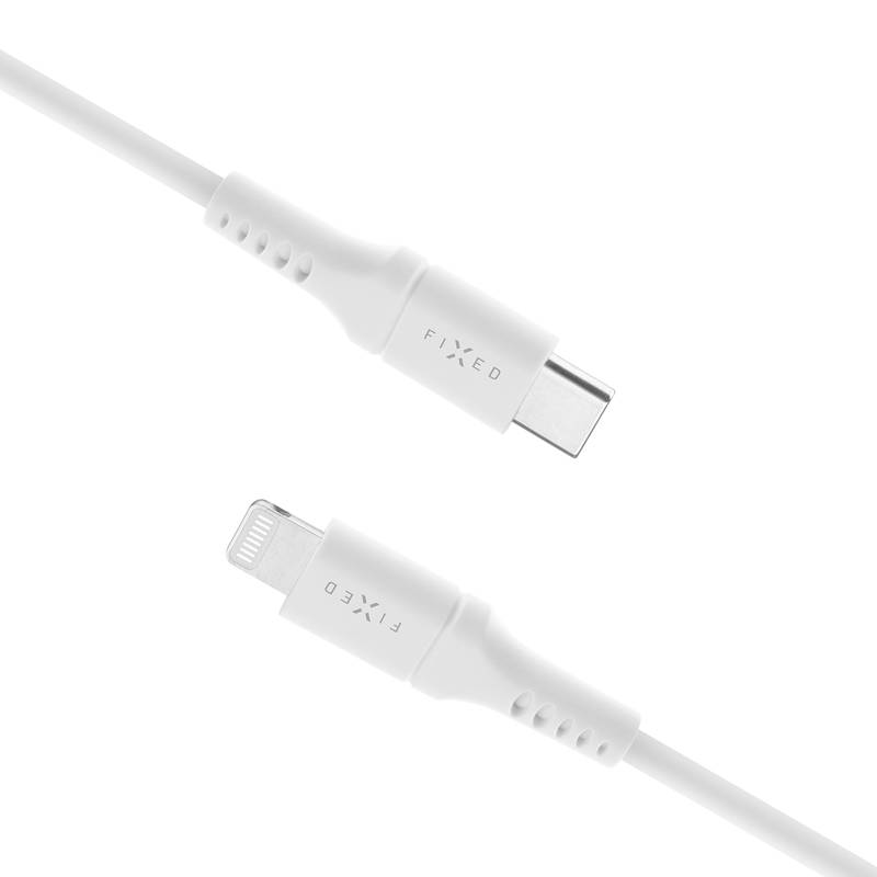 Obrázok FIXED Liquid silicone USB-C/Lightning s podporou PD, MFi, 1,2m (FIXDLS-CL12-WH) biely