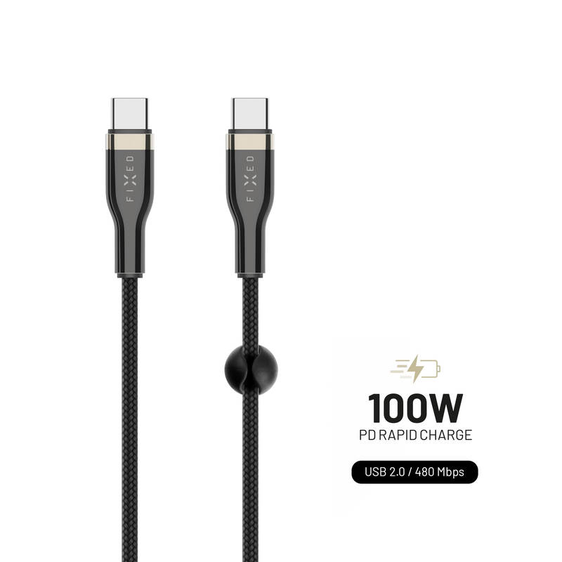 Obrázok FIXED USB-C/USB-C s podporou PD, 100W, 2m (FIXDB-CC2-BK) čierny