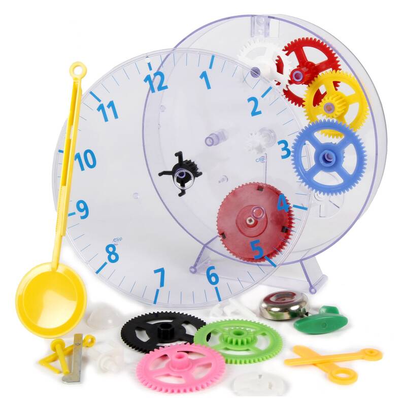 Obrázok Detské nástenné hodiny - náučná stavebnica Techno Line Model kids clock, Vonkajší Ø 20 cm, priehľadná