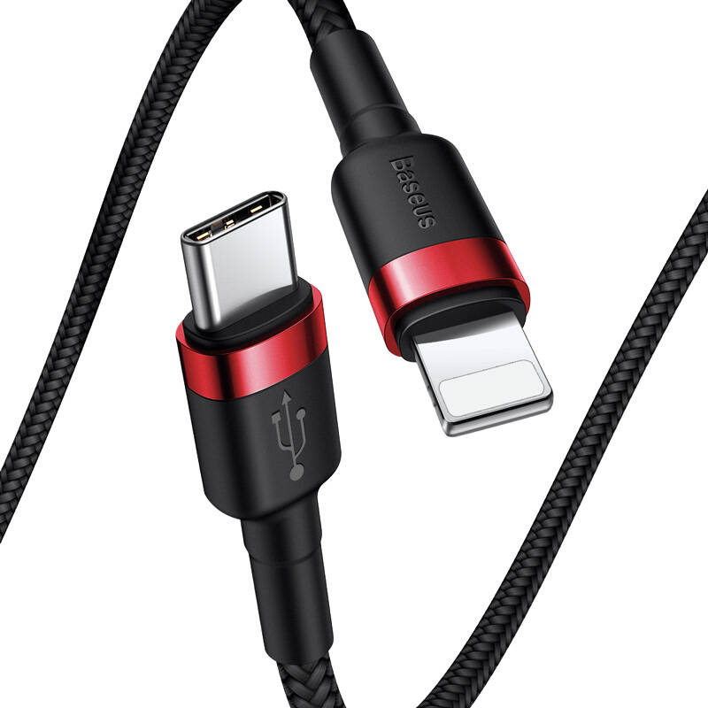 Obrázok Baseus Cafule nabíjecí / datový kabel USB-C na Lightning PD 18W 1m, červená-černá, CATLKLF-91