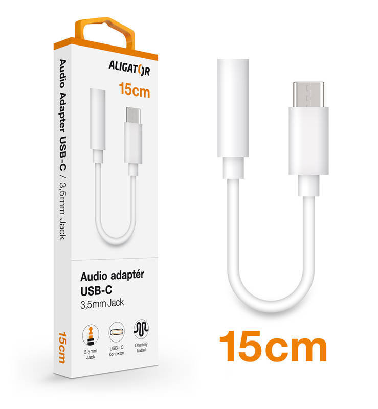 Obrázok Aligator USB-C / 3,5mm Jack (ADAU001) biela