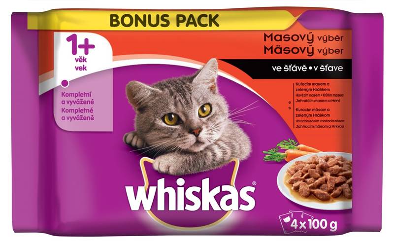 Obrázok Konzerva Whiskas kapsa Menu z 4 druhů masa 4x100g