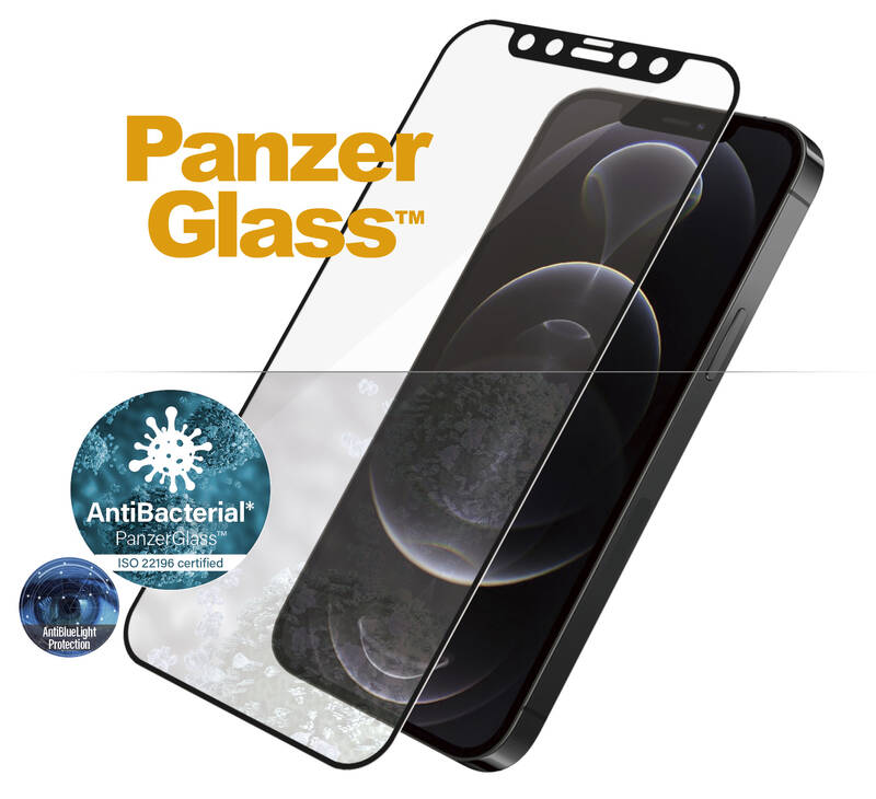 Obrázok PanzerGlass Edge-to-Edge Antibacterial s Anti-BlueLight vrstvou na Apple iPhone 12/12 Pro (2723) čierne