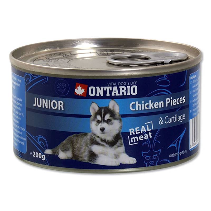 Obrázok ONTARIO KONZERVA JUNIOR CHICKEN PIECES + CARTILAGE 200 G (214-2001)