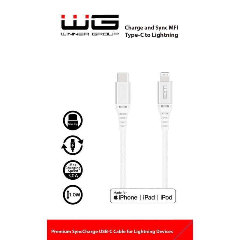 Obrázok WG USB-C/Lightning, MFi, 1m (8108) biely