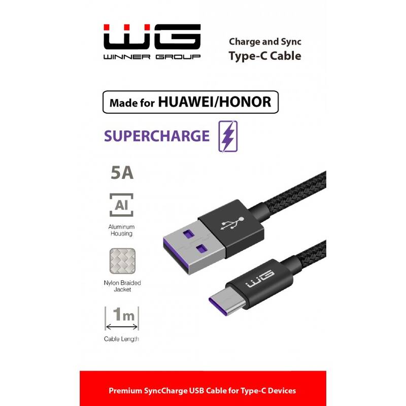 Obrázok WG Super Charge USB-C/USB-C, 1m (7956) čierny