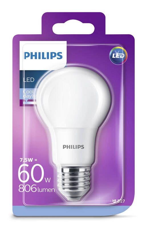 Obrázok Philips LED 7,5 - 60 W, E27, 6500K, matná (929001163731)