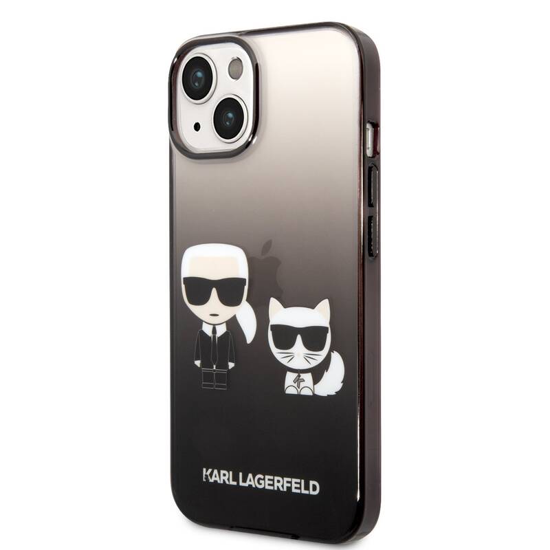 Obrázok Karl Lagerfeld Gradient Karl and Choupette Zadní Kryt pro iPhone 14 Black