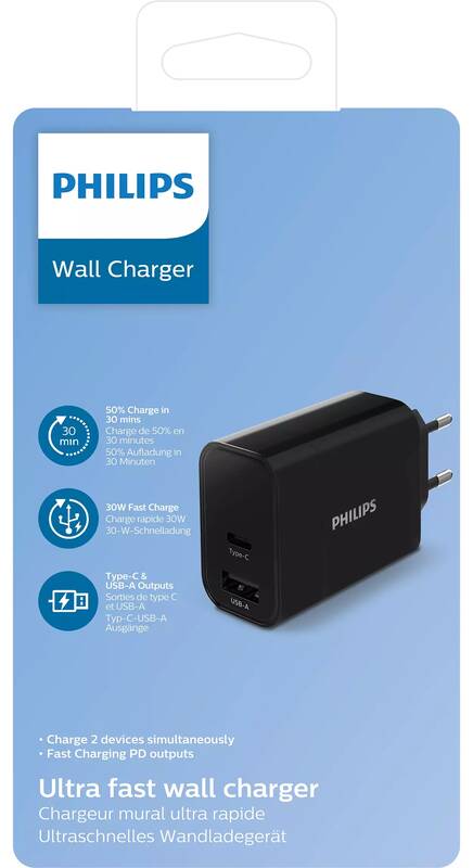 Obrázok Philips 1x USB-C, 1x USB A (DLP2621/12) čierna