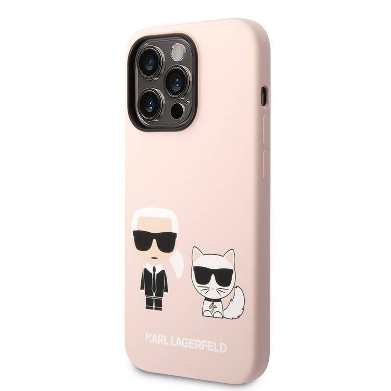 Obrázok Karl Lagerfeld and Choupette Liquid Silicone Zadní Kryt pro iPhone 14 Pro Pink