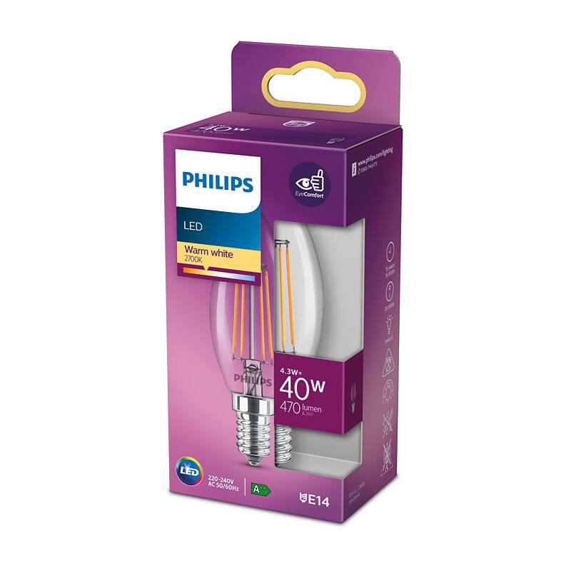 Obrázok Philips svíčka, 4,3W, E14, teplá bílá (8718699763077)