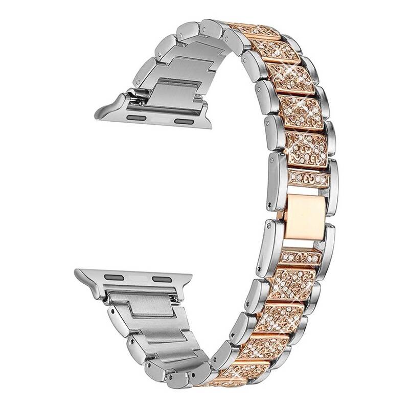 Obrázok WG extra, kovový, na Apple Watch 42/44/45 mm + adapter - silver/rose gold (10662)