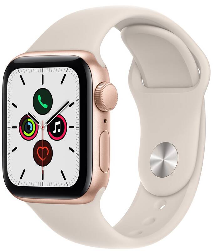 Obrázok Apple Watch SE GPS, 40mm púzdro zo zlatého hliníka - hviezdne biely športový remienok (MKQ03VR/A)