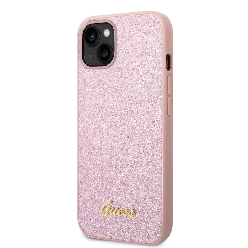 Obrázok Guess PC/TPU Glitter Flakes Metal Logo Zadní Kryt pro iPhone 14 Pink