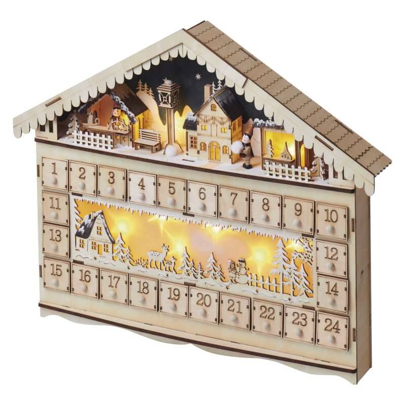 Obrázok LED adventný kalendár, 19x40cm, 2x AA, vnútorný, teplá biela , EM_1534231500