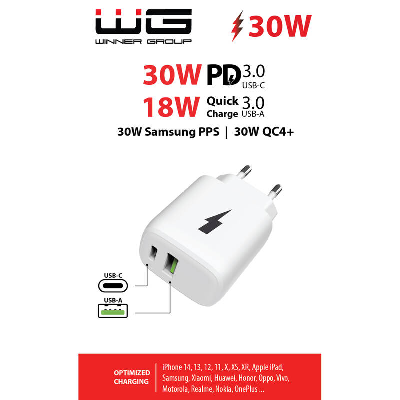 Obrázok WG USB, USB-C PD, 30W (11376) biela