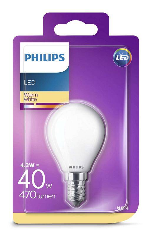 Obrázok Philips LED Classic kapka 4.3-40W, E14, Matná, 2700K (929001345517)