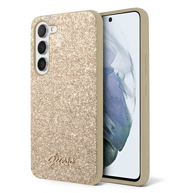 Obrázok Guess PC/TPU Glitter Flakes Metal Logo Zadní Kryt pro Samsung Galaxy S23 Gold