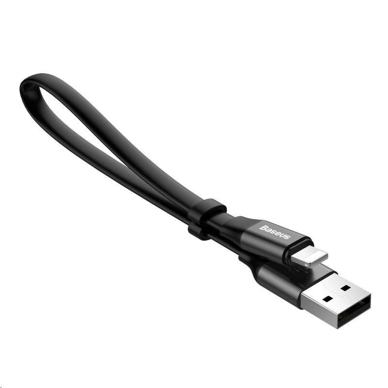 Obrázok Baseus plochý nabíjecí / datový kabel lightning Nimble Series 23cm černá CALMBJ-B01