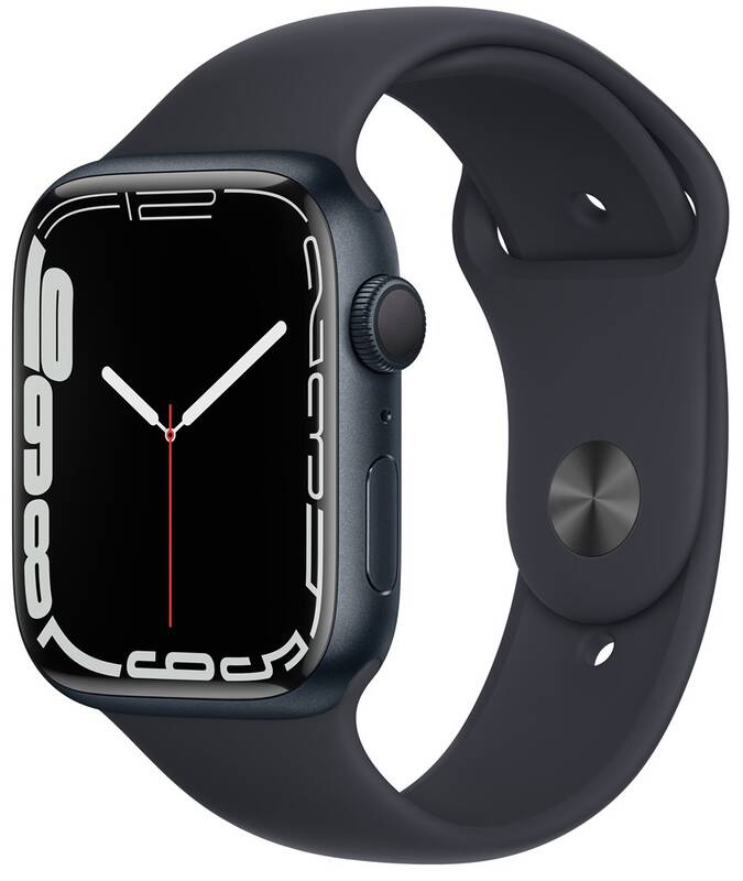 Obrázok Apple Watch Series 7 GPS, 45mm púzdro z polnočno atramentového hliníka - temno atramentový športový remienok (MKN53VR/A)