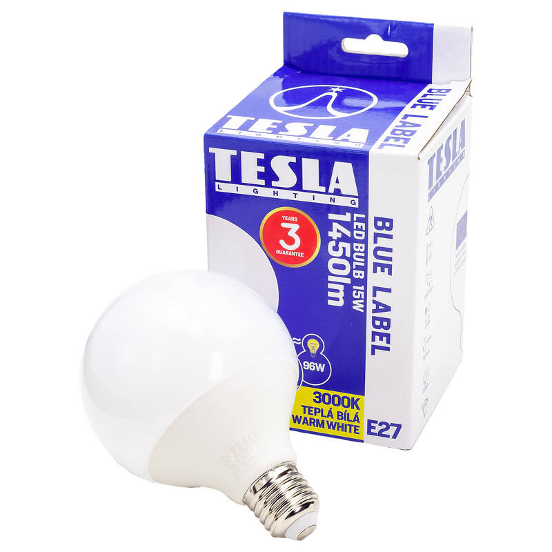 Obrázok Tesla globe E27, 15W, teplá biela (GL271530-7)