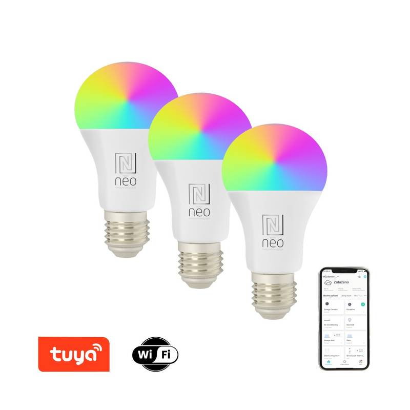 Obrázok Immax Neo Immax NEO 07733C - SADA 3x LED RGB Stmievateľná žiarovka E27/11W/230V Wi-Fi Tuya IM0904