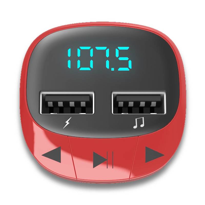 Obrázok ENERGY Car Transmitter FM Red, 2x USB, microSD, 7-segmentový LED displej