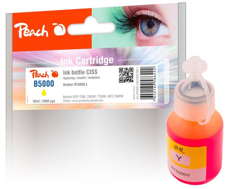 Obrázok Peach CISS BT5000, PI500-183, 50ml, kompatibilní (319871) žltá