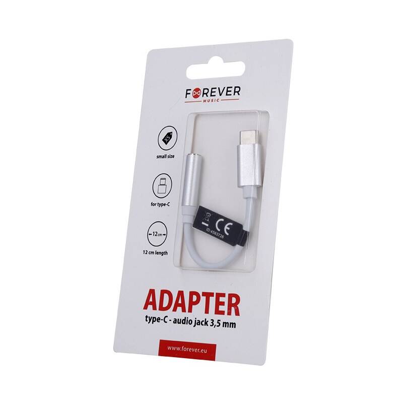 Obrázok Redukcia USB - USB-C na JACK 3,5mm (pre počúvanie hudby) FOREVER WHITE