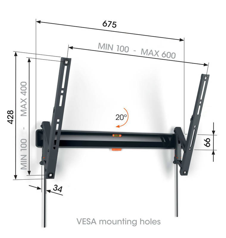 Obrázok Vogel’s TVM 3613 výklopný, pro úhlopříčky 40" až 77", nosnost 35 kg (TVM 3613) čierny